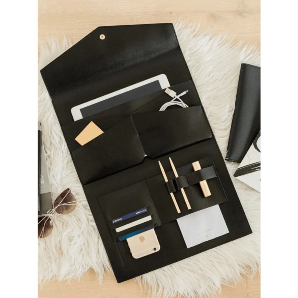 GLASS LADDER & CO The Megan Portfolio Clutch in Black $120